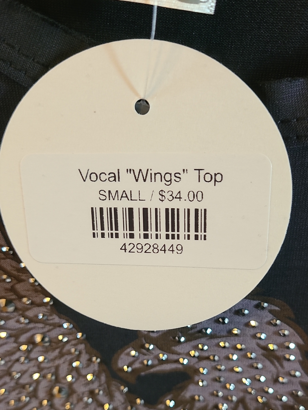 Vocal Gray Tank Top with Beaded Eagle Design - Picture 4 of 4